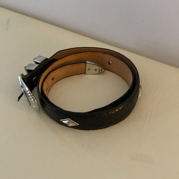 NADIN USA vintage leather belt, Circ. 1990’s genuine leather. Silver tone buckle - Picture 2 of 12